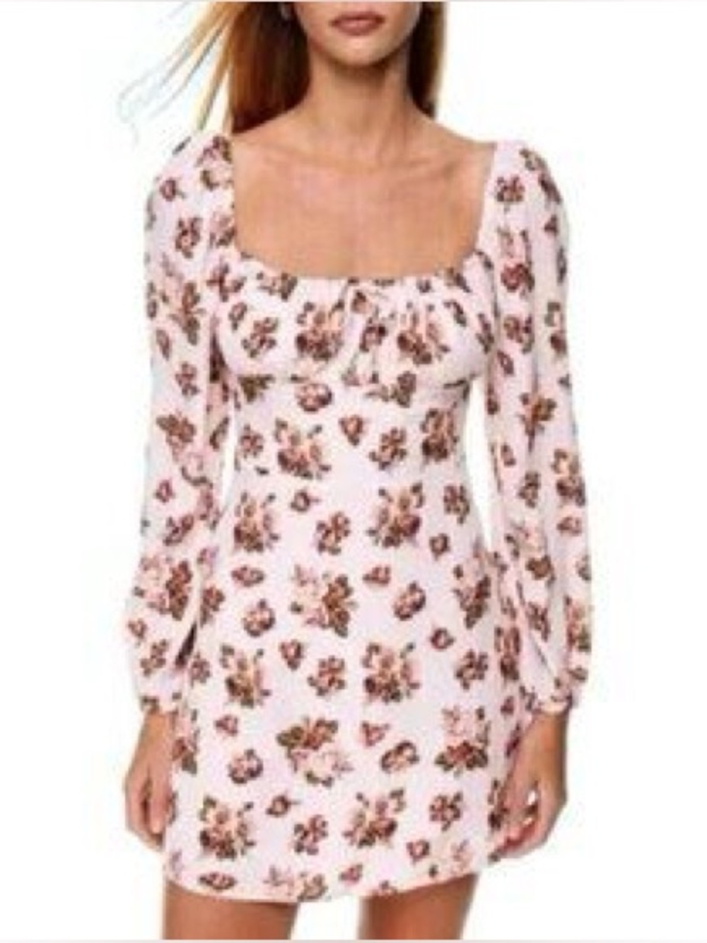 Sunday Best Aritzia Pink Floral Delilah Mini Dress Long Sleeve size Small